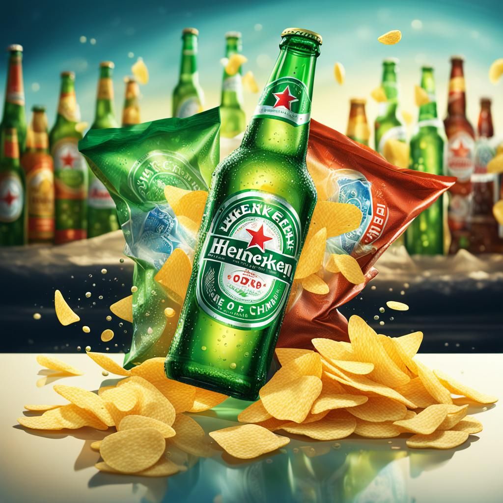 Hyperrealistic Still Life with Heineken Beer