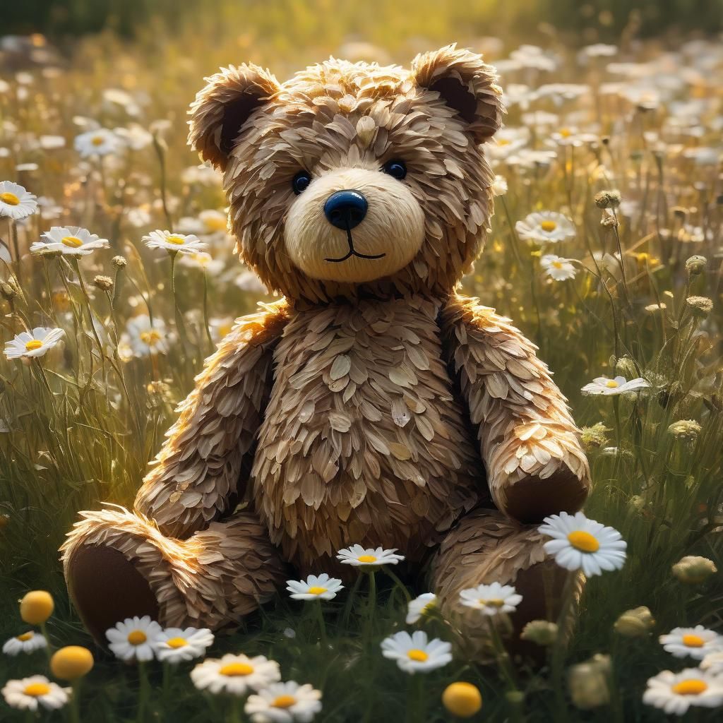 A bear-y special day in the daisy field! 🤎🤍