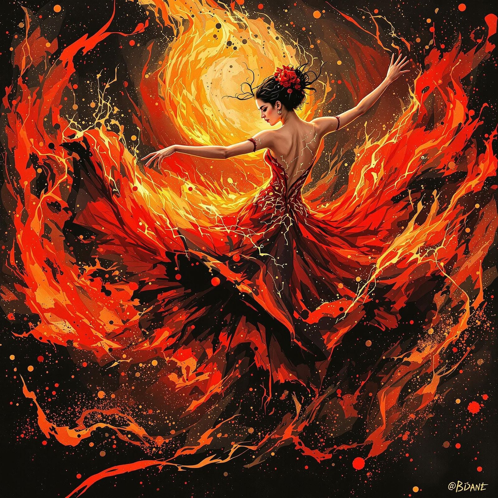 Flamenco Sorceress in Fiery Flamenco Dance