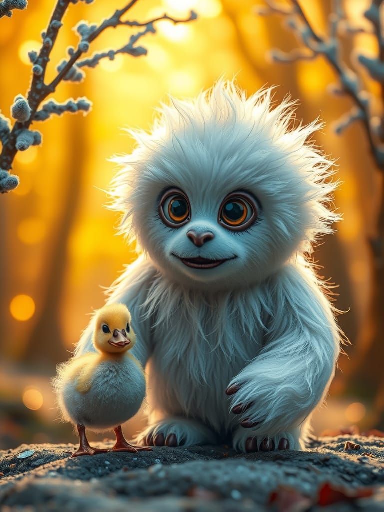Enchanted Yeti in Whimsical Forest