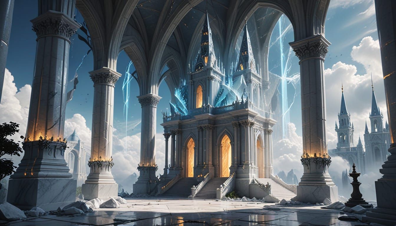 Floating Academy of Arcane Arts in Fantasy Style