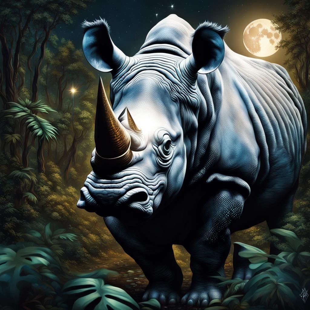 Rhinoceros In The Jungle