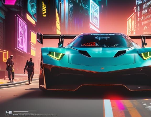 Hypercar in Cyberpunk Graffiti Style, 8K Resolution