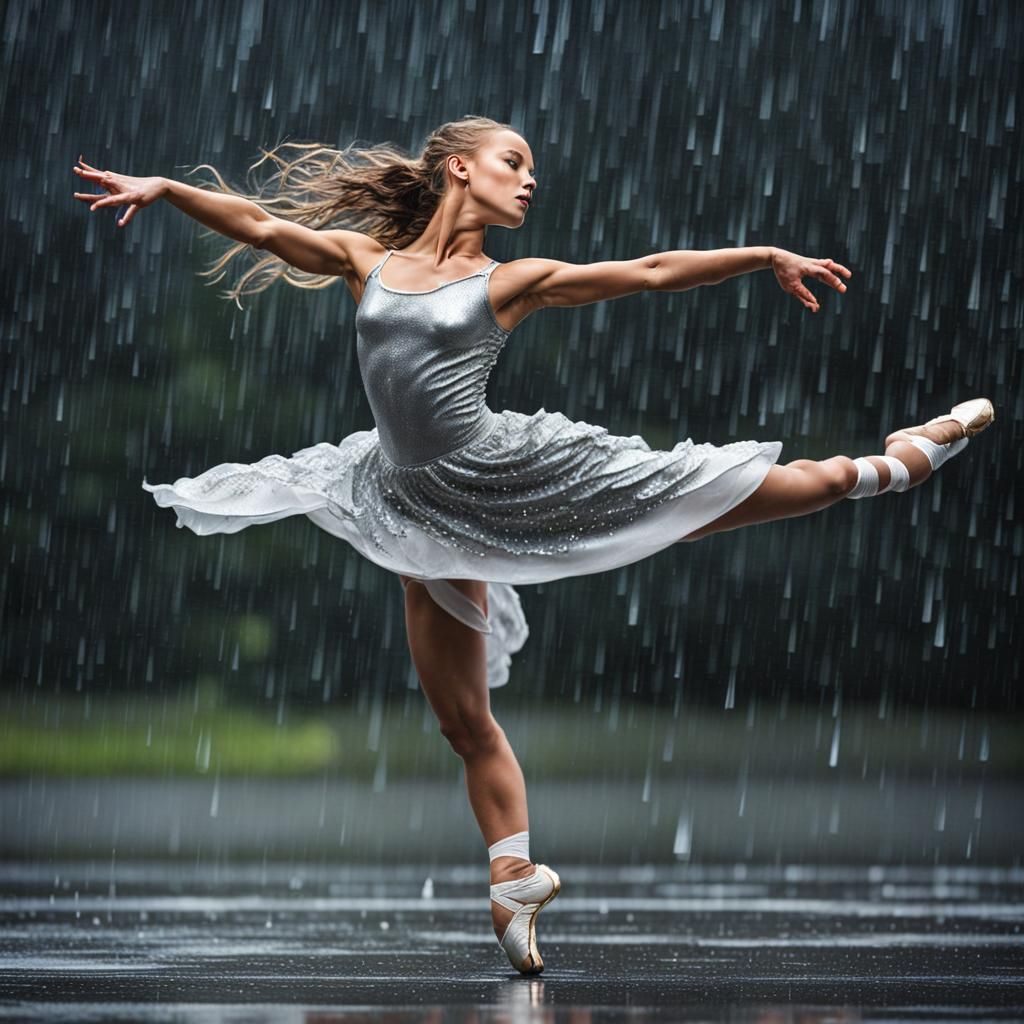 Silver Dancer En Pointe in Rain and Wind