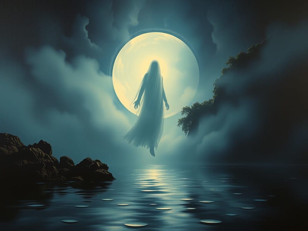 Ghostly Figure Amidst Eerie Luminescence
