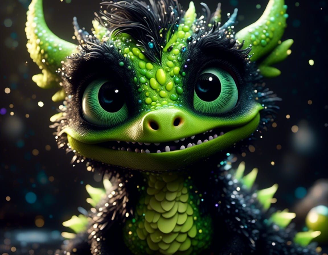 Adorable Fluffy Dragon Portrait in Pixar Style