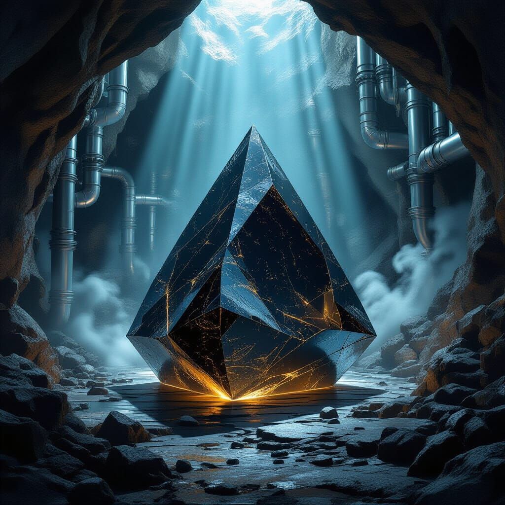 Mystical Cavern Prism with Ethereal Lighting