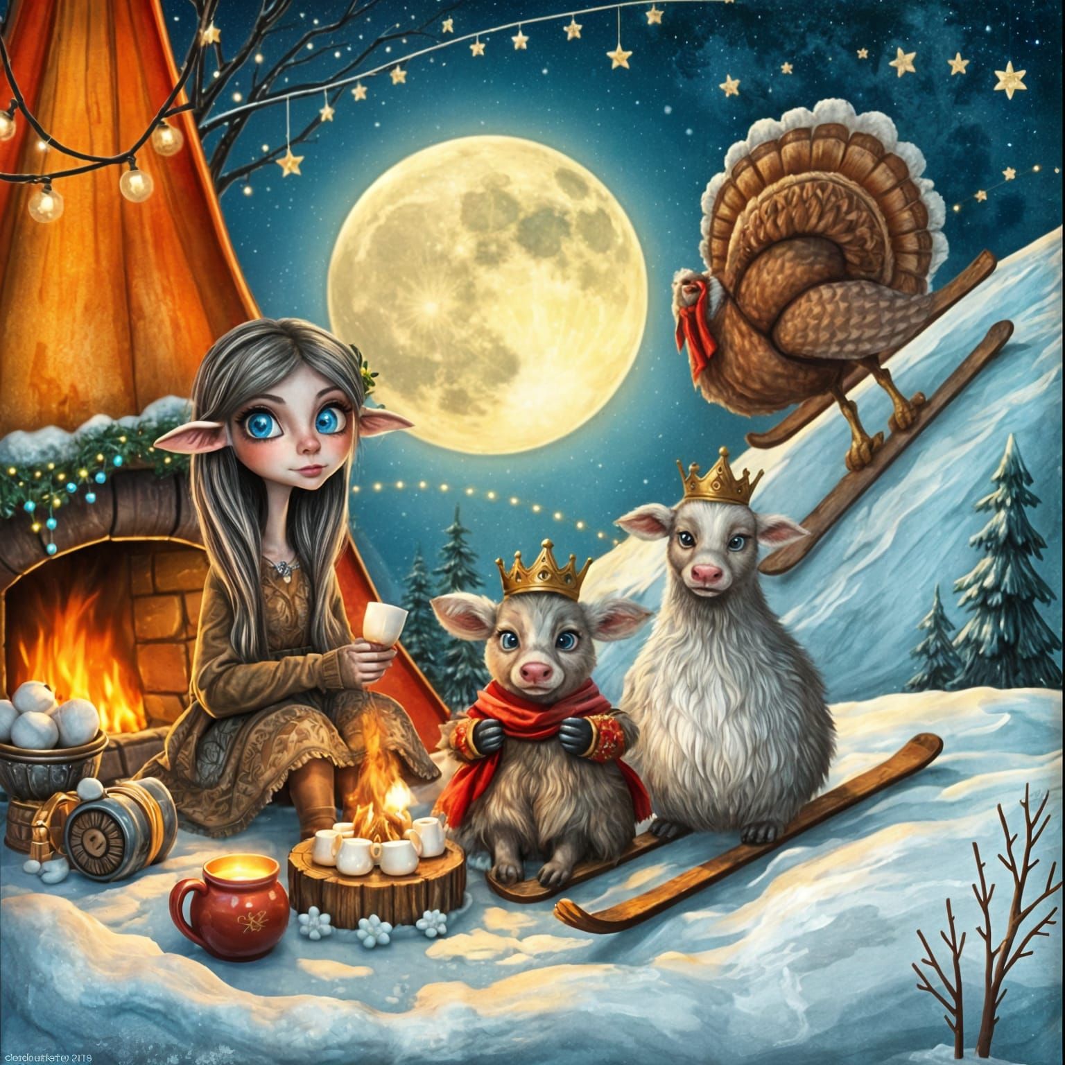 Magical Winter Wonderland with Quirky Characters
