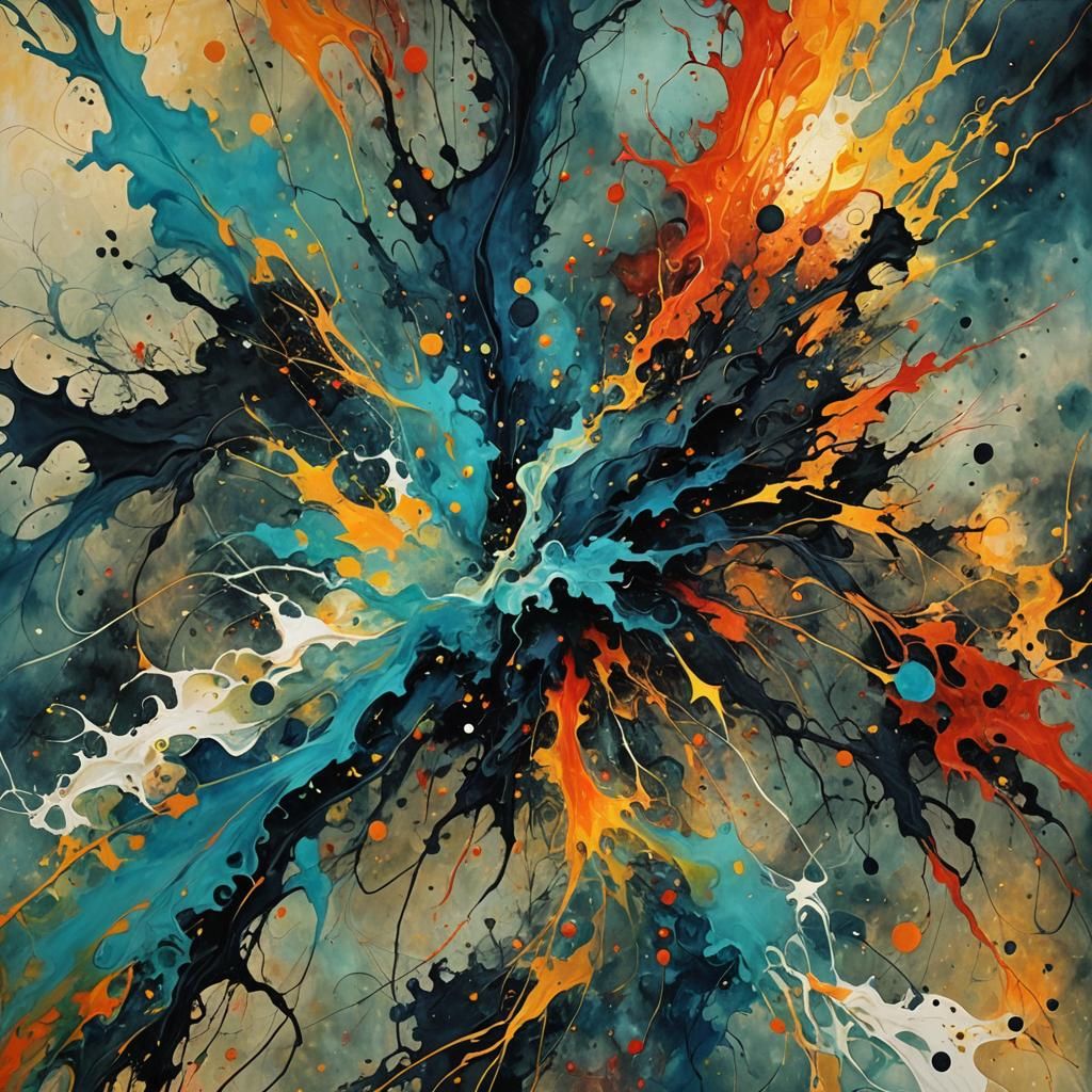 Abstract Echoes: Smoke and Hope in Complementary Colors