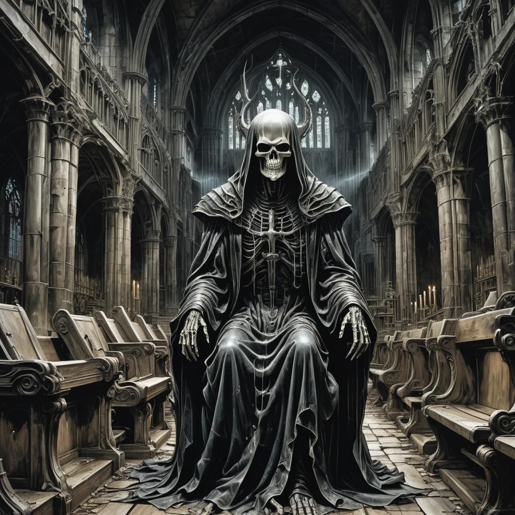 Ghost in Ruined Church, Gothic Horror Art