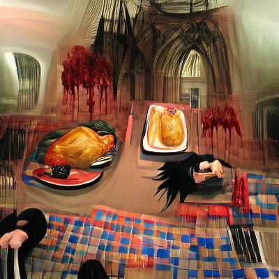 Gothic Thanksgiving Dinner in Hyperrealism