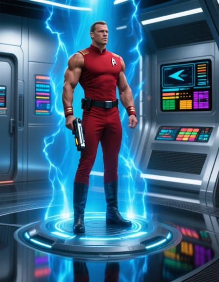 Hyper-Muscular Starfleet Officer on Transporter Pad
