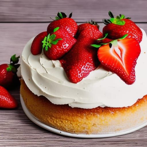 Delicious Strawberry Cake in Professional Photography Style