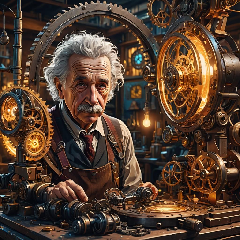 Einstein's Time Machine: Hyper-Realistic Concept Art