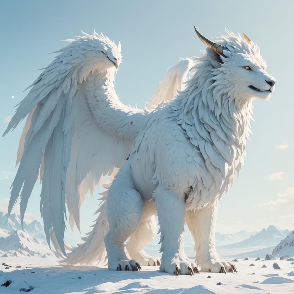 Fantastical Winged Dog in DND Style