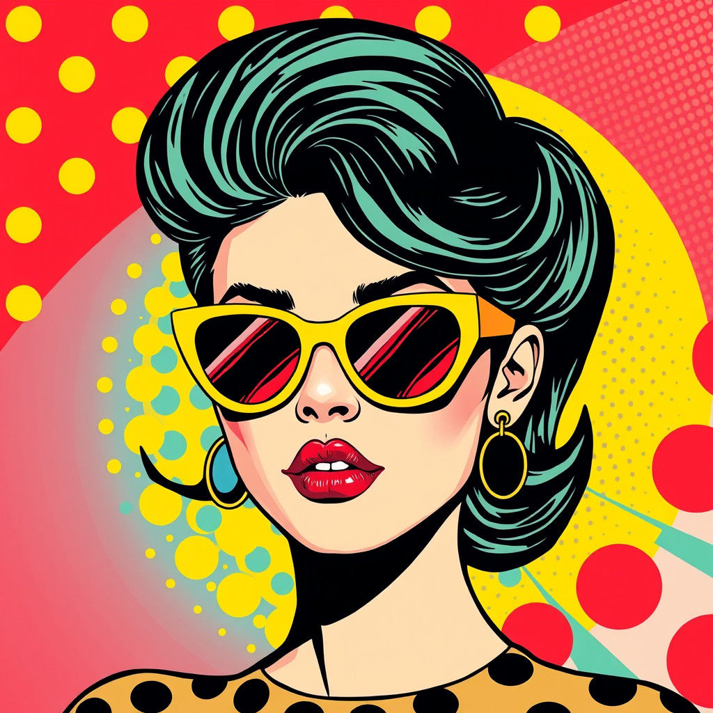 Mod Beat Girl in Pop Art Style