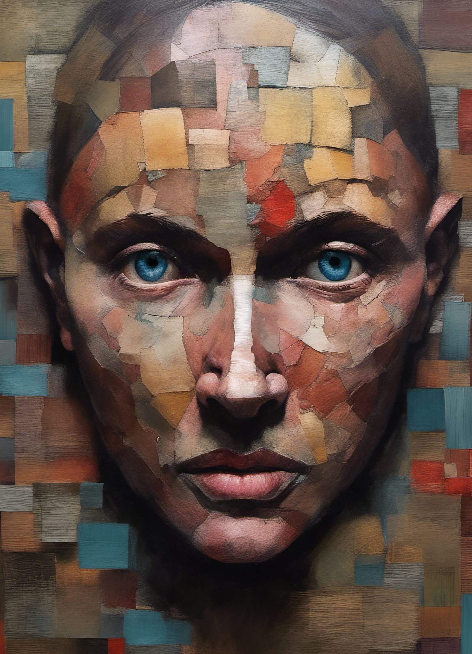 Detailed Patchwork Face Collage in Hyperreal Style