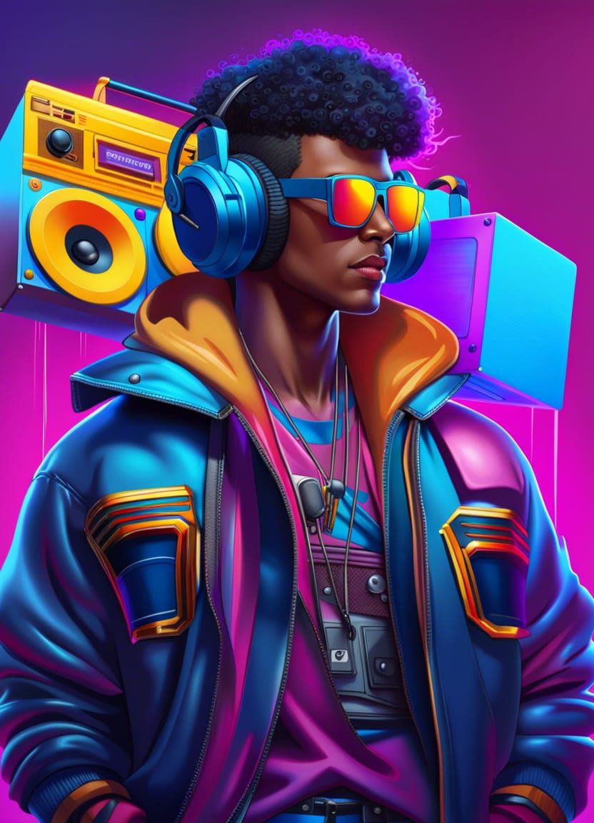 Cool 80s Guy Portrait in Digital Art Style