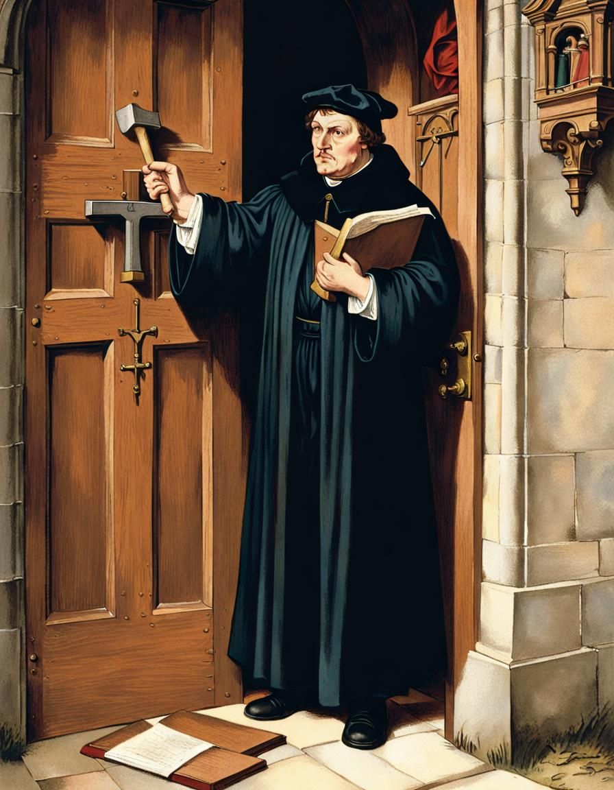 Martin Luther Nails Theses to Church Door