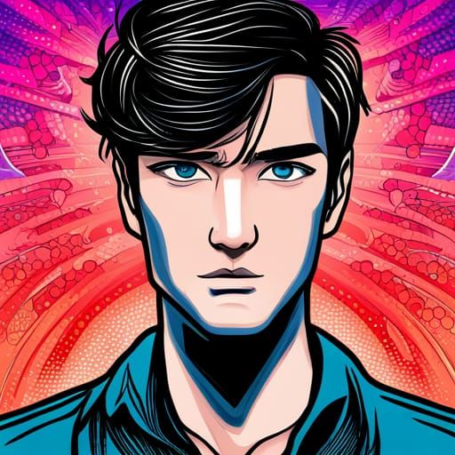 October Man's Face in Manga Pop Art Style