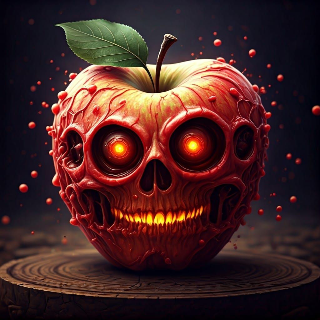 Hyperdetailed Poisoned Apple in Anton Semenov Style
