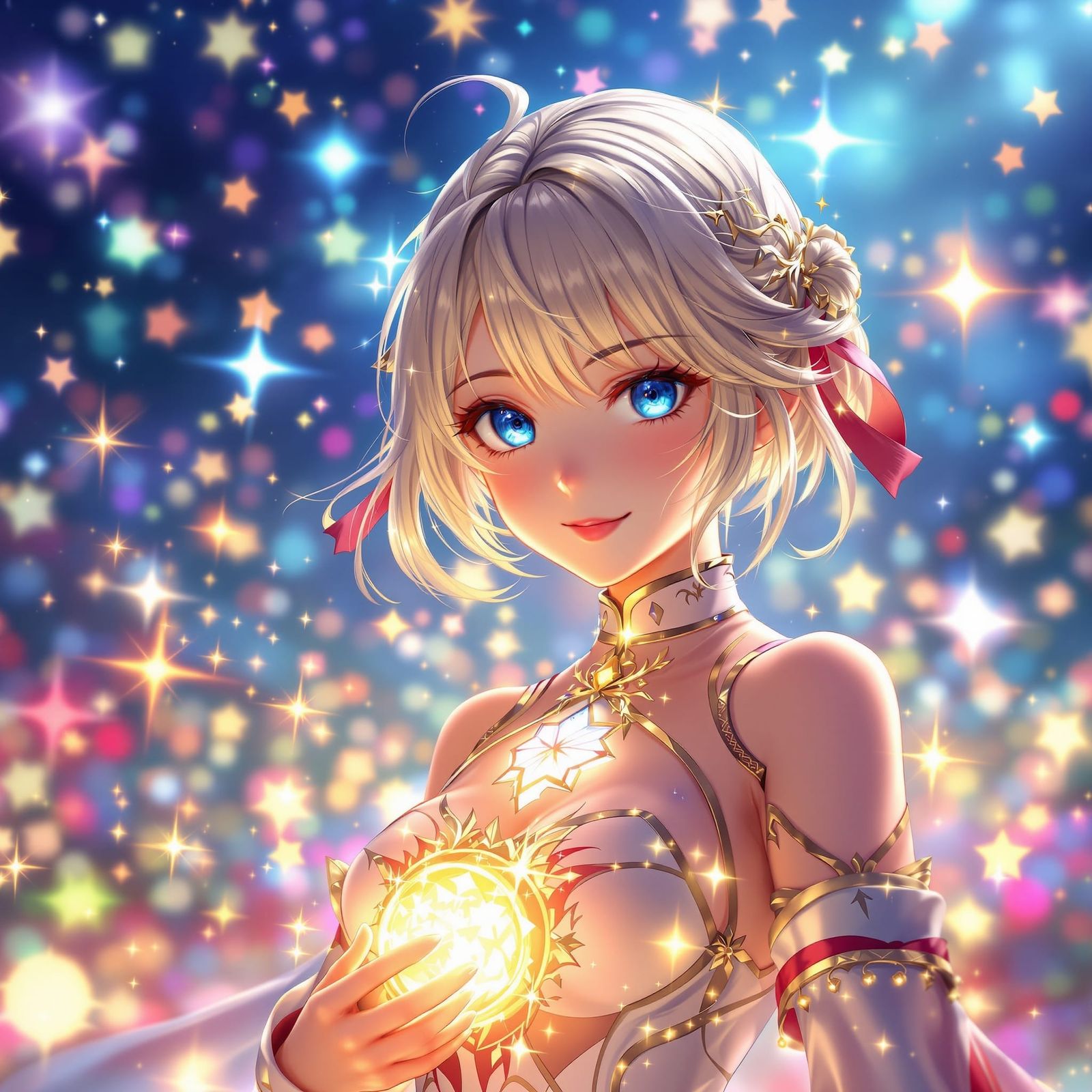 Anime Girl in Festive Outfit, Dreamlike Lighting