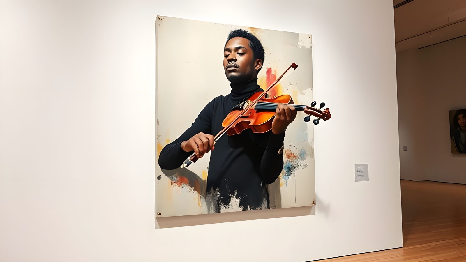 Bohemian Violinist: Mixed-Media Canvas Art