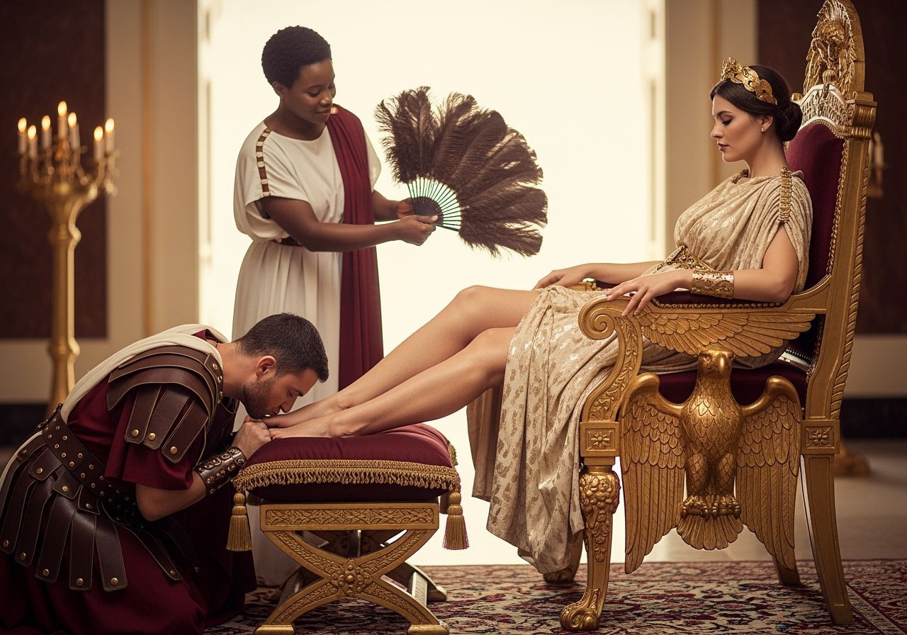 Roman Empress on Gold Eagle Throne in Imperial Palace