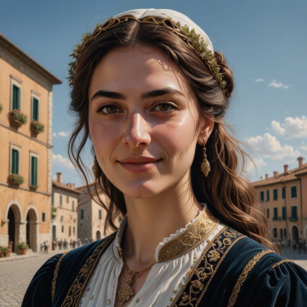 Photorealistic Portrait of Maria Acciaioli in Renaissance St...