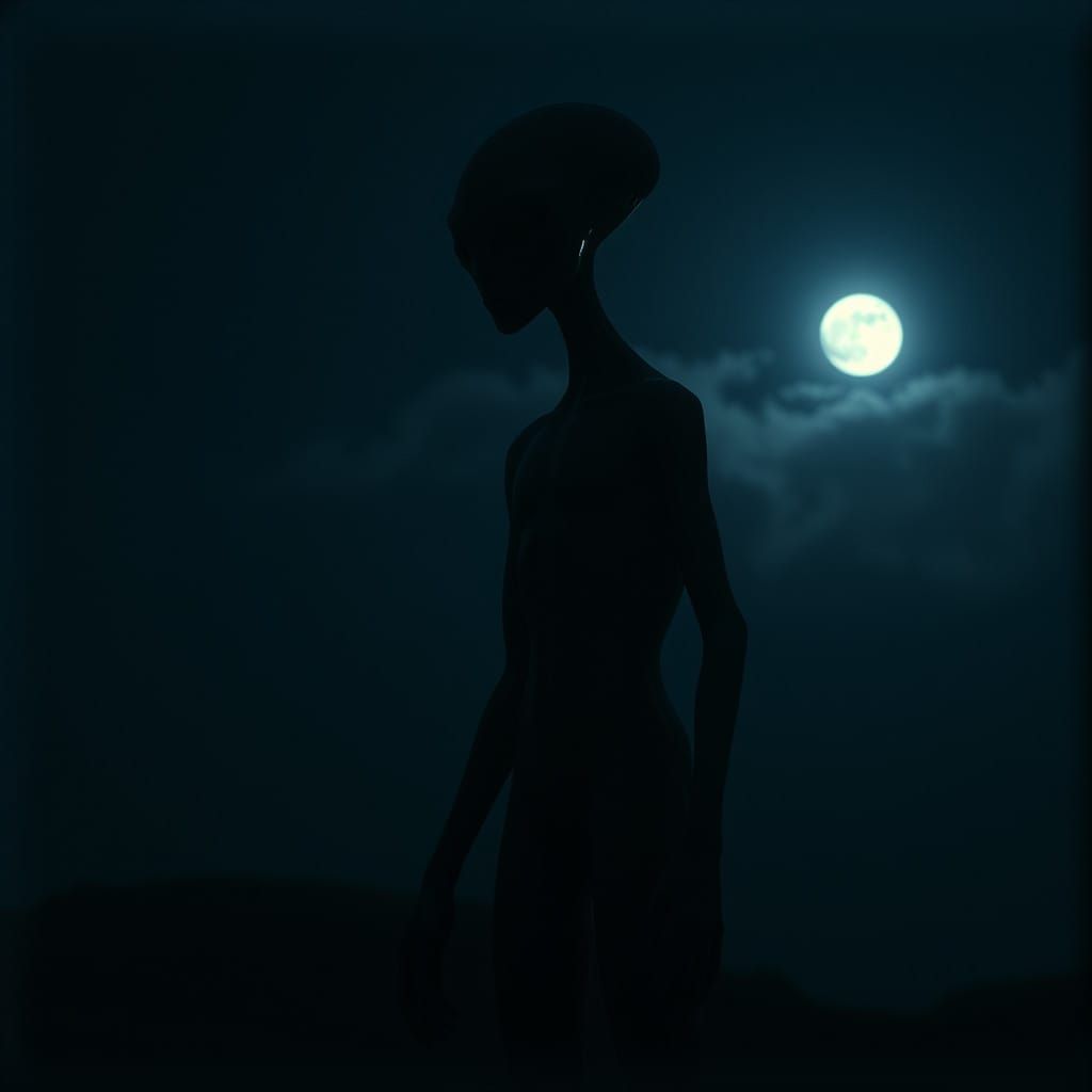 Alien in Moonlit Shadows