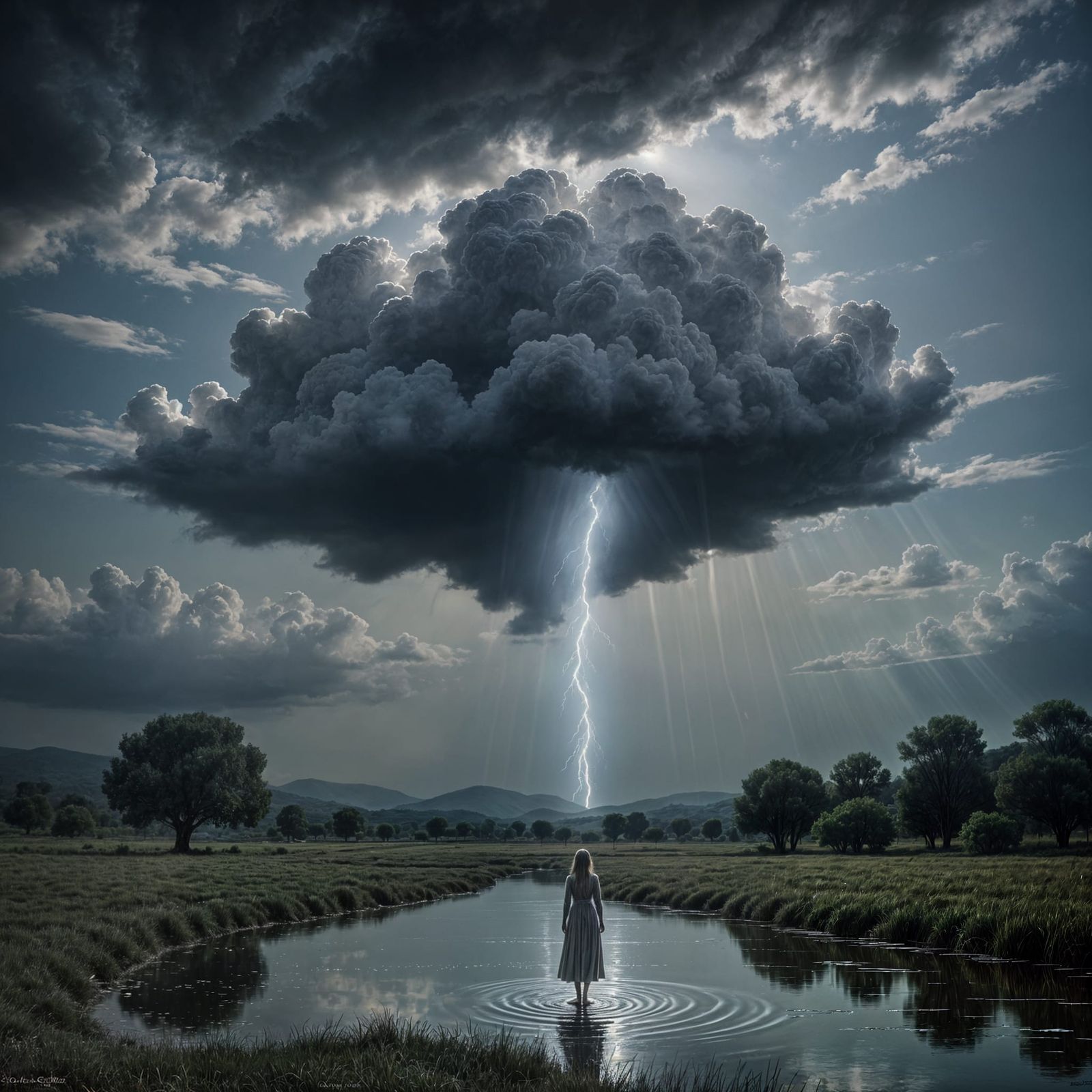 Minimalist Nude with Water Drop as Impasto Painting