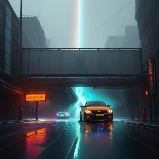 Mitsubishi Lancer Evolution Drives Through Rainbow Gateway