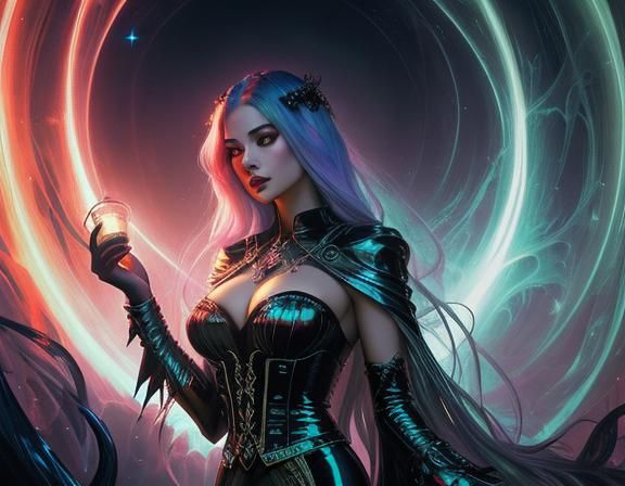 Dark Fantasy Woman in Film Noir Style