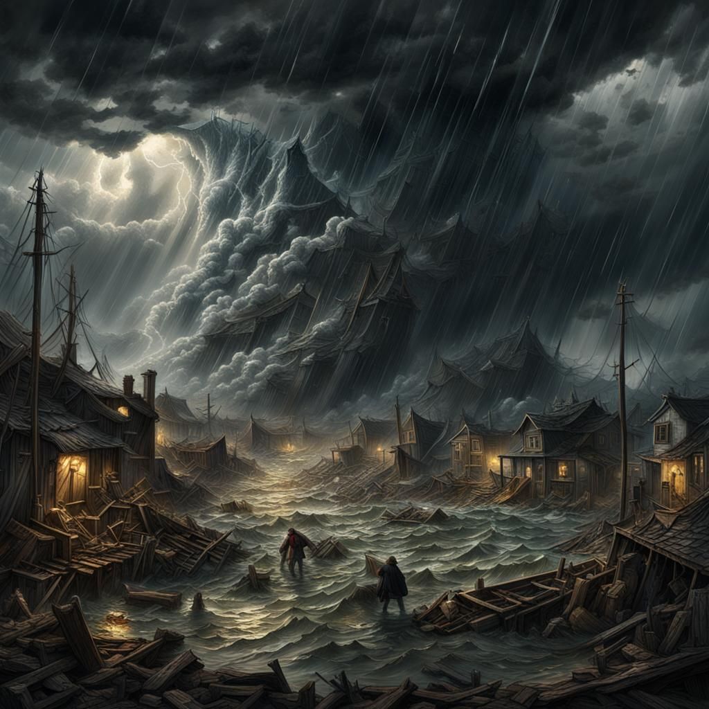 Dramatic Thunderstorm Scene in Hyperrealistic Style