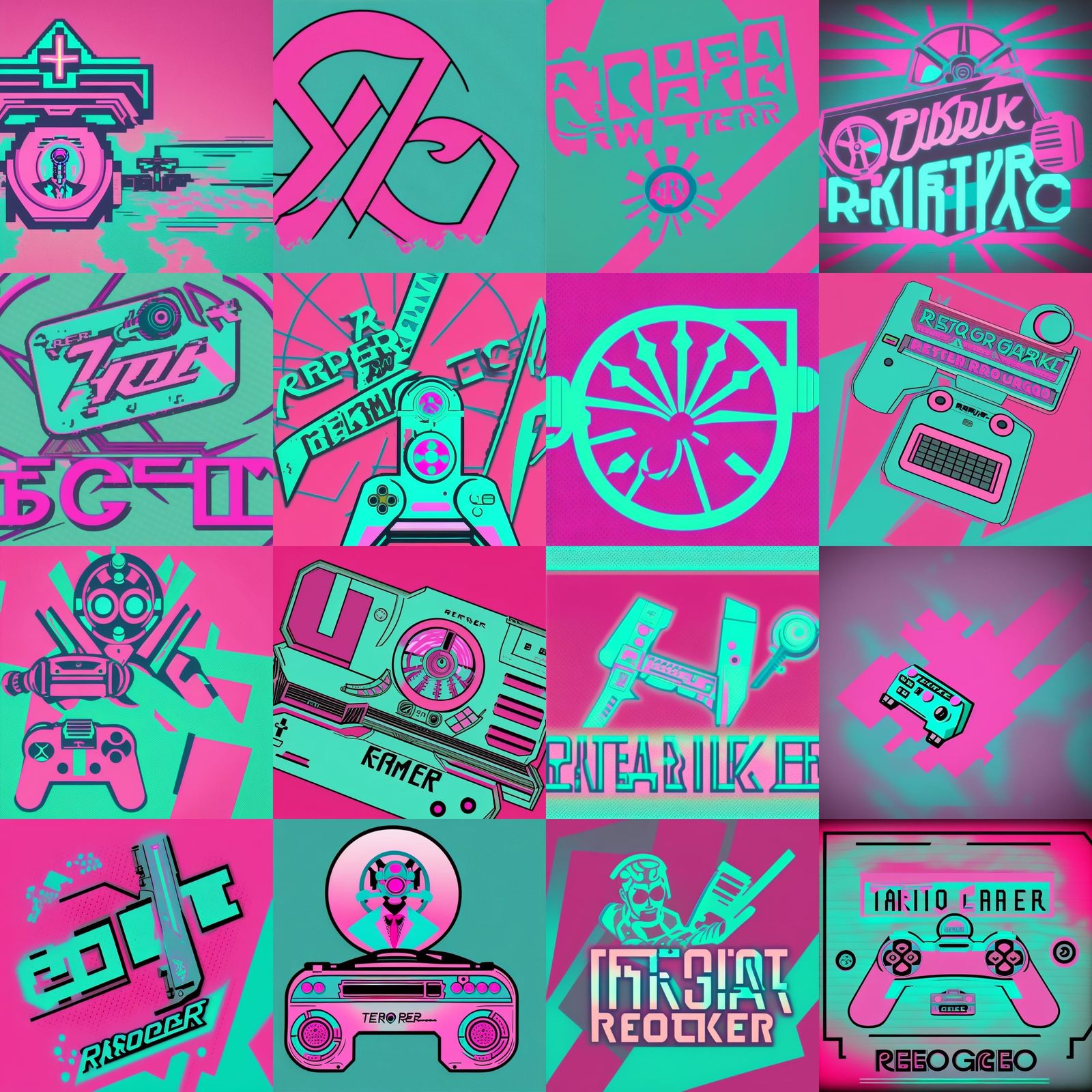 Pink and Teal Retrowave Gamer Logo