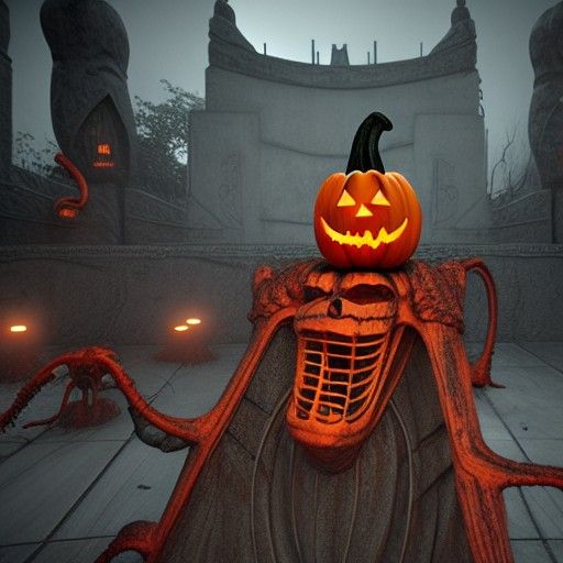 Cosmic Horror Jack O'Lantern in Giger Style