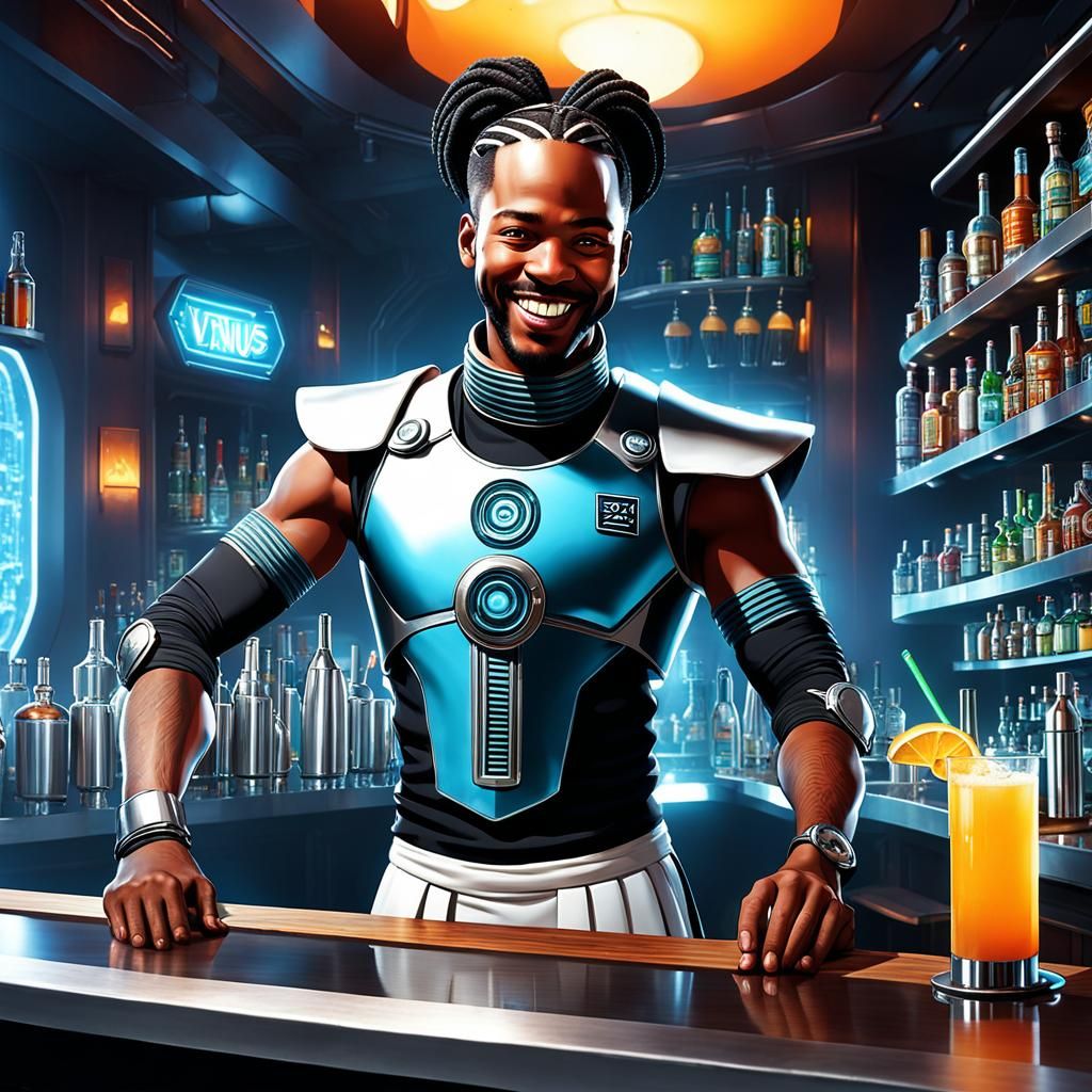 Xhosa Bartender with a Venusian Sunrise