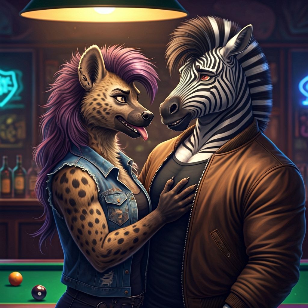 Hyena Flirts with Zebra in Dive Bar