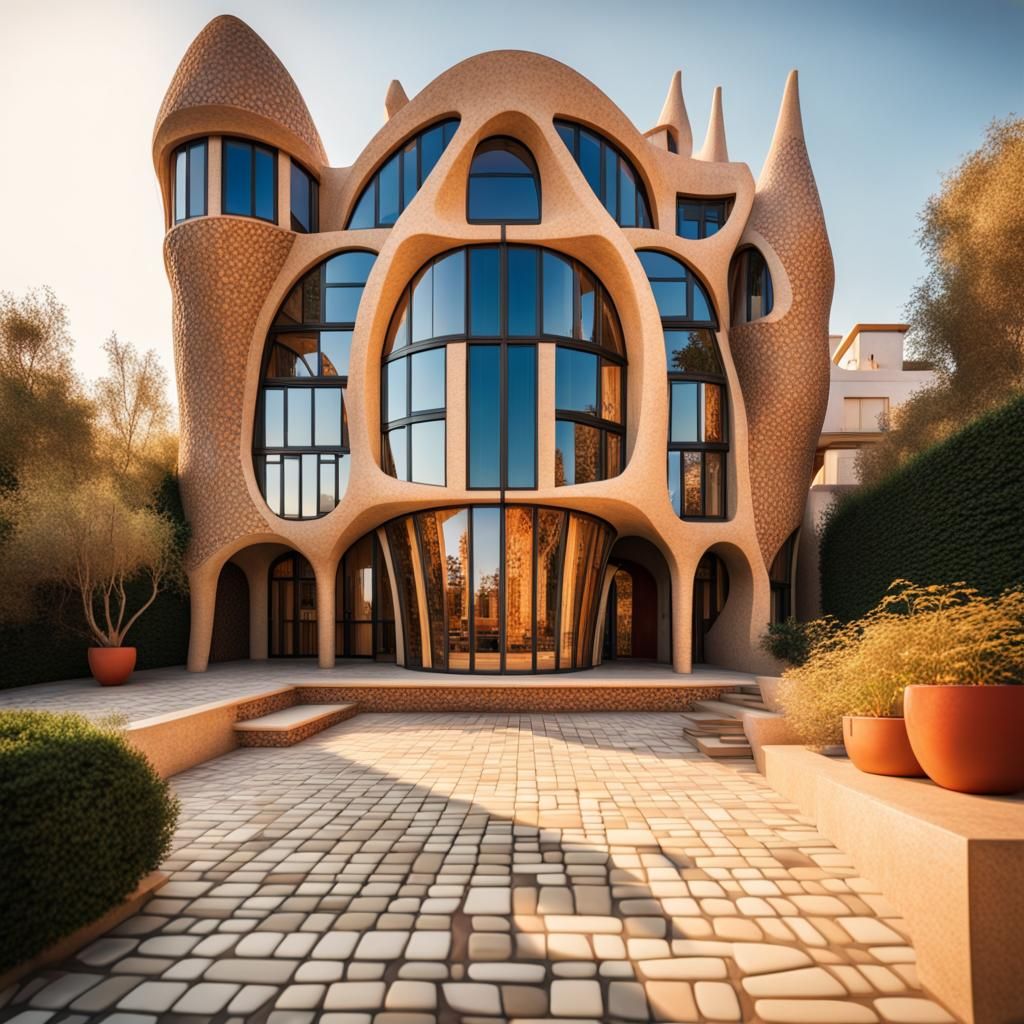 Abstract House in Gaudí and Mondrian Style