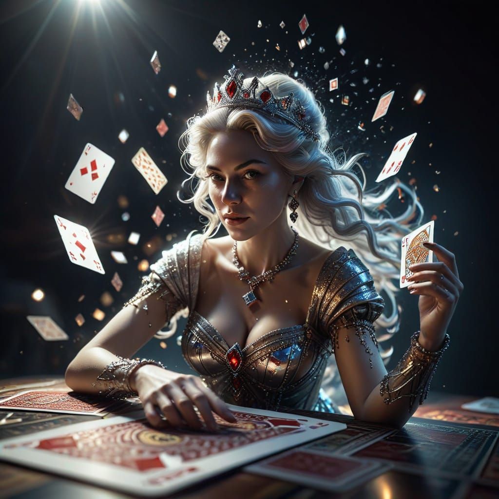 Queen of Diamonds Reaching from Card in Eldritch Magic