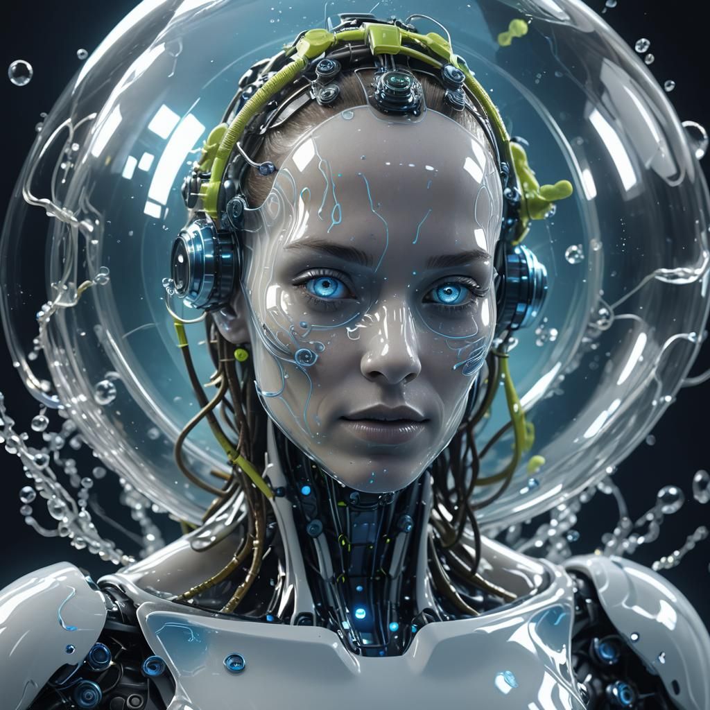 Futuristic Biomechanical Creature in Deep Sea, 4K Render