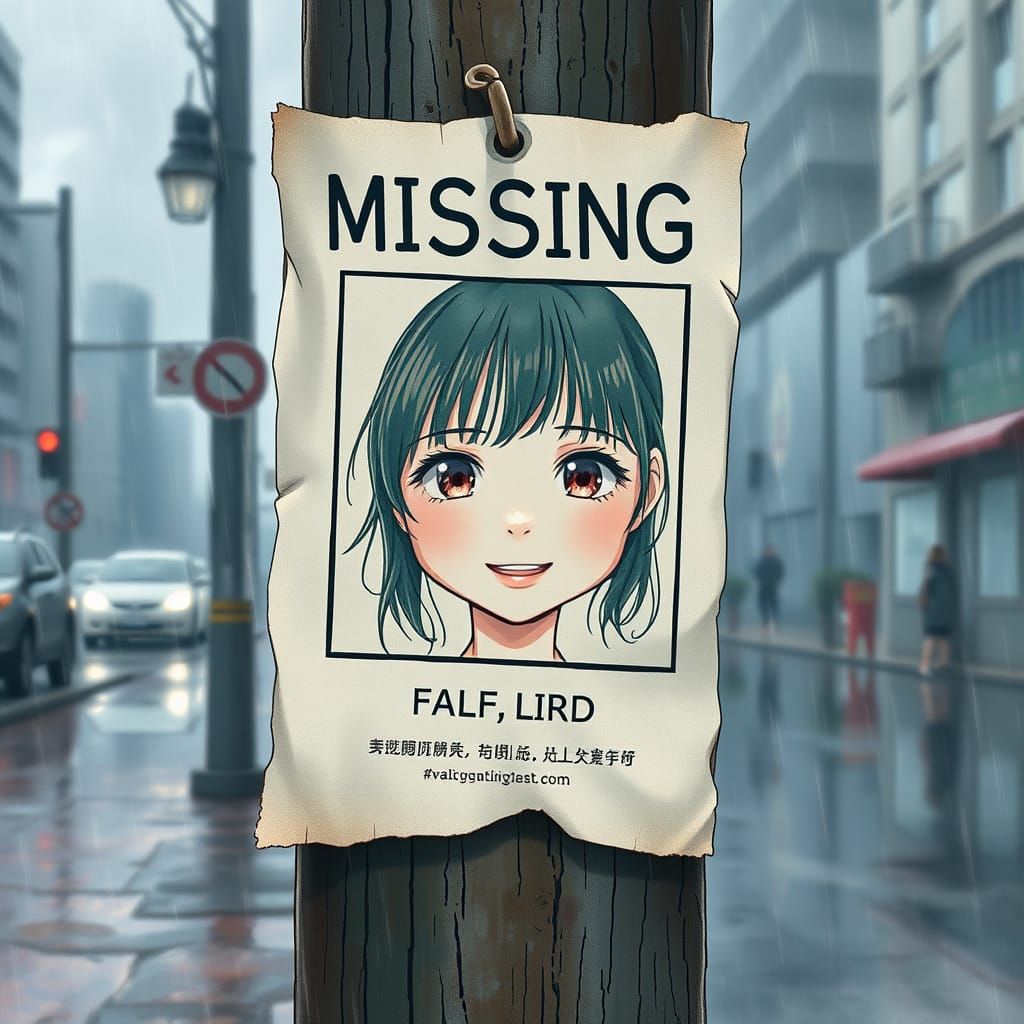 Rainy City Girl's Fading Smile