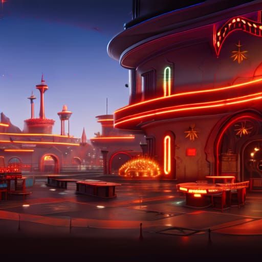 Casino Night Zone: Detailed Matte Painting