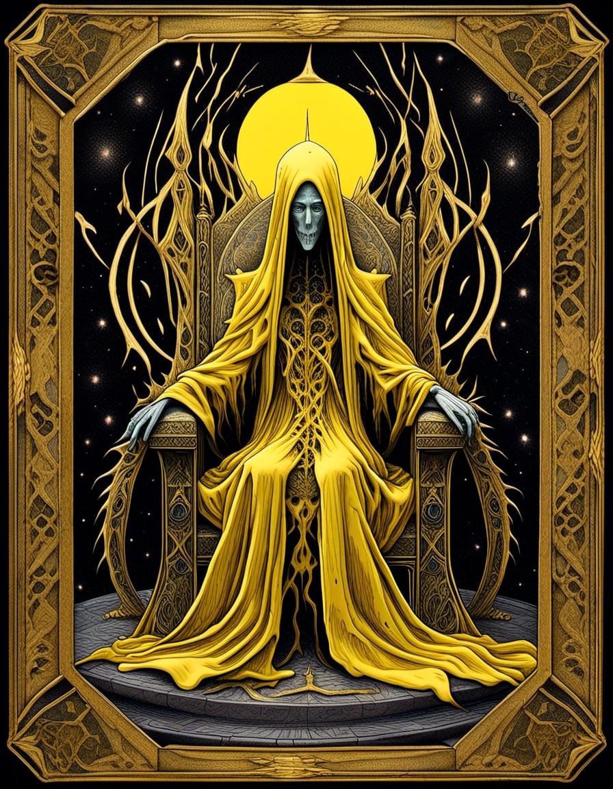 Hastur Tarot Card in Cosmic Surrealism Style