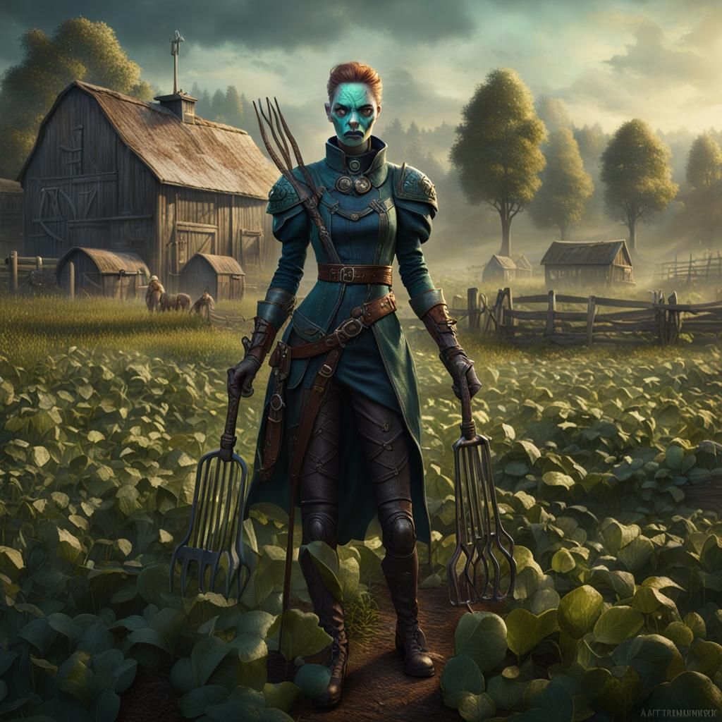 Bavarian Fiend with Pitchfork: Fantasy Concept Art