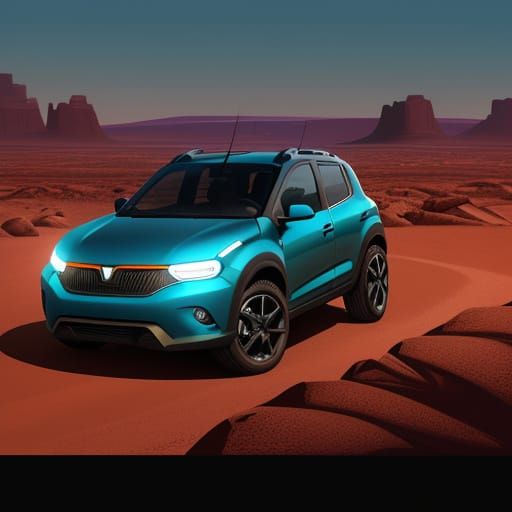 Sandero Stepway Concept Art in Desert Sci-Fi Landscape