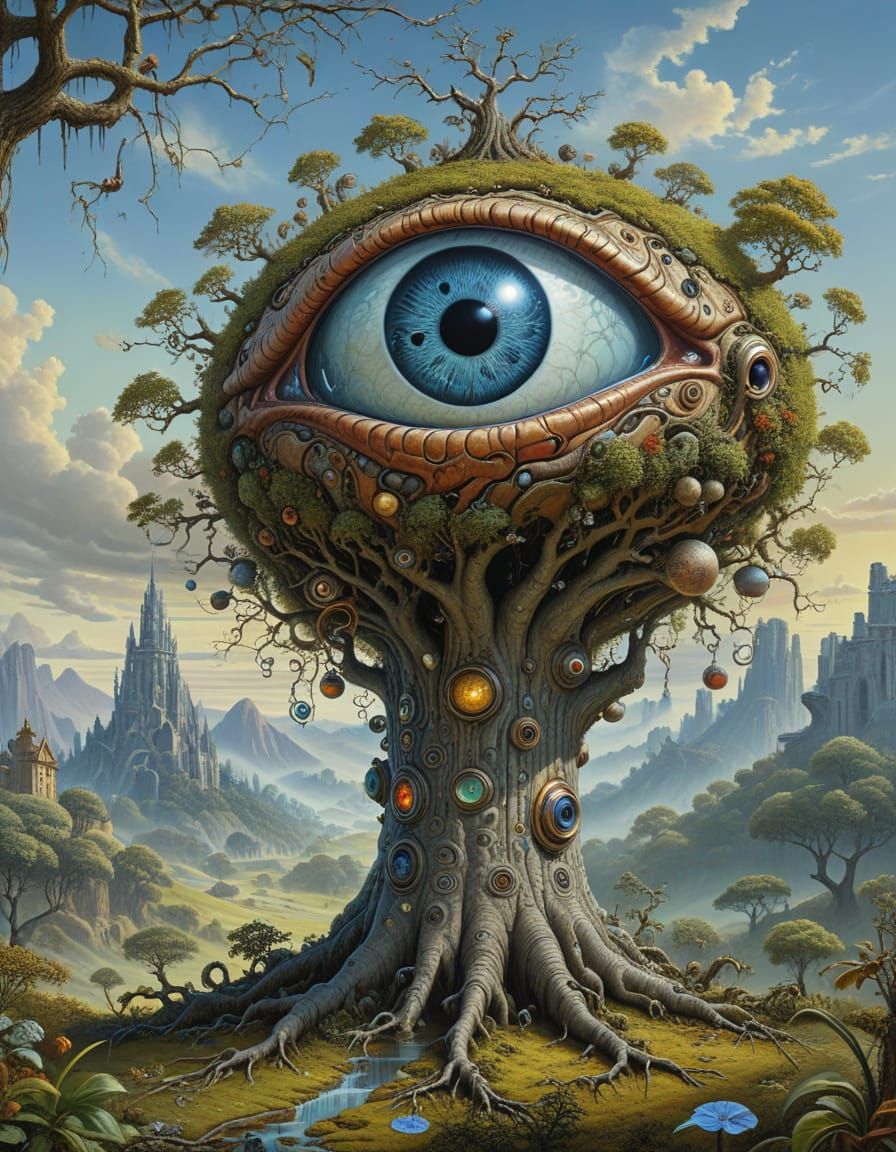 Surreal Eyeball Tree: A Gothic Fantasy Dream
