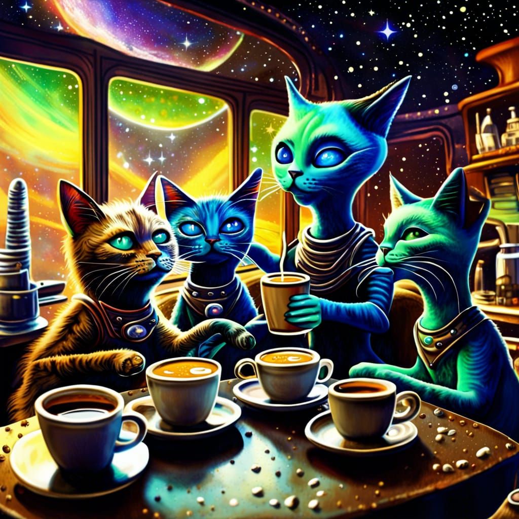 Intergalactic coffee cafe for cats