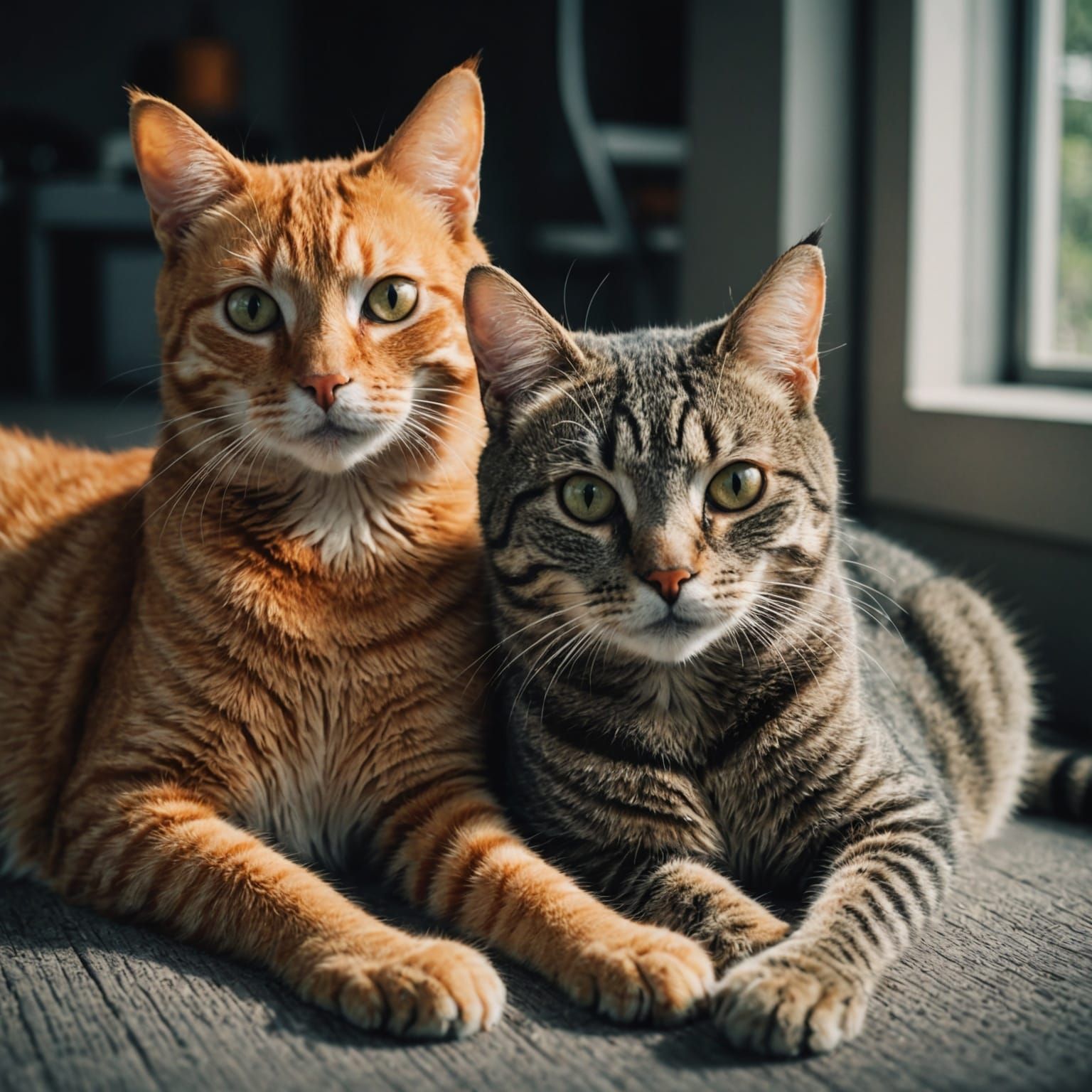 Cinematic Tabby Cats in Film Still