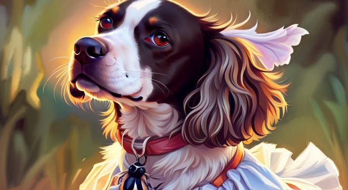 Dancing Spaniel and Bee in Tutus, Detailed Portrait